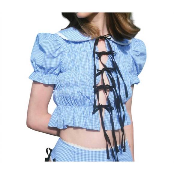 NEW ALLINA LIU cassia top in blue - Picture 1 of 5